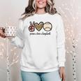 Peace Love Baseball Mom Leopard Print Cheetah Pattern Women Crewneck Sweatshirt