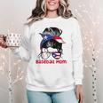 Puerto Rico Baseball Mom Messy Bun Boricua Women Crewneck Sweatshirt Puerto Rico Baseball Mom Messy Bun Boricua Women Crewneck Sweatshirt