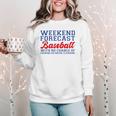 Retro Baseball Mom Mother's Day Weekend Forecast Baseball Women Crewneck Sweatshirt Retro Baseball Mom Mother's Day Weekend Forecast Baseball Women Crewneck Sweatshirt