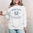 Spring 2024 Season Cute Baseball Mom Home Plate Social Club Women Crewneck Sweatshirt