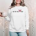 Women's Baseball Softball Baseball Mom Heartbeat Baseball Women Crewneck Sweatshirt