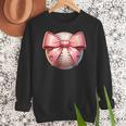 Baseball Mom Coquette Pink Bow Baseball Mom Women Crewneck Sweatshirt