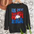 In My Baseball Mom Era Groovy Baseball Mother's Day US Flag Women Crewneck Sweatshirt In My Baseball Mom Era Groovy Baseball Mother's Day US Flag Women Crewneck Sweatshirt