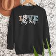 Baseball Mom Love My Boy Retro Casual Letter Print Women Crewneck Sweatshirt
