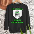 Baseball Mom Quote My Stepson Works From Home Women Crewneck Sweatshirt