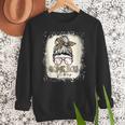 Bleached Messy Bun Game Day Vibes Baseball Mom Game Day Women Crewneck Sweatshirt Bleached Messy Bun Game Day Vibes Baseball Mom Game Day Women Crewneck Sweatshirt