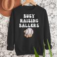 Busy Raising Ballers Baseball Mom Groovy Mother Day Women Crewneck Sweatshirt