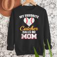 My Favorite Catcher Calls Me Mom Catcher Baseball Mom Heart Women Crewneck Sweatshirt
