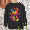 My Heart Is On That Field Cute Baseball Mom Women Women Crewneck Sweatshirt