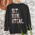 Hit Run Steal Baseball Mom For Women Baseball Women Crewneck Sweatshirt