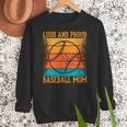 Loud And Proud Baseball Mom Vibrant Colorful Stripe Women Crewneck Sweatshirt