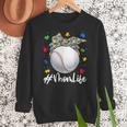 Messy Ball Puzzle Baseball Mom Life Autism Awareness Month Women Crewneck Sweatshirt