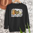 Peace Love Baseball Mom Leopard Print Mother's Day Women Crewneck Sweatshirt Peace Love Baseball Mom Leopard Print Mother's Day Women Crewneck Sweatshirt