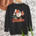 Retro Tis The Season Baseball Mom Baseball Lover Boys Kids Women Crewneck Sweatshirt