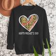 Softball Baseball Mom Valentine Leopard Heart Mother's Day Women Crewneck Sweatshirt Softball Baseball Mom Valentine Leopard Heart Mother's Day Women Crewneck Sweatshirt