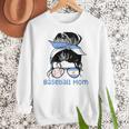 Argentina Baseball Mom Messy Bun Women Crewneck Sweatshirt
