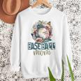Artsy Baseball Mom Flowers Unique Game Day Ball Distressed Women Crewneck Sweatshirt Artsy Baseball Mom Flowers Unique Game Day Ball Distressed Women Crewneck Sweatshirt