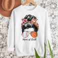Baseball Mom Basketball Mom Of Both Messy Bun Mother's Day Women Crewneck Sweatshirt