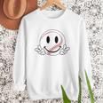 Baseball Mom Era Ball Mom Smile Face Groovy Mother's Day Women Crewneck Sweatshirt