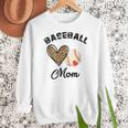 Baseball Mom Leopard Heart Baseball Player Kids Women Crewneck Sweatshirt