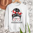 Baseball Mom Leopard Messy Bun Game Day Women Crewneck Sweatshirt