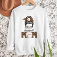 Baseball Mom Women Messy Bun Leopard Mother's Day Women Crewneck Sweatshirt Baseball Mom Women Messy Bun Leopard Mother's Day Women Crewneck Sweatshirt