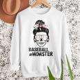 Baseball Momster Messy Bun Skull Mom For Women Halloween Women Crewneck Sweatshirt Baseball Momster Messy Bun Skull Mom For Women Halloween Women Crewneck Sweatshirt