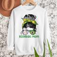 Brazil Baseball Mom Messy Bun Women Crewneck Sweatshirt