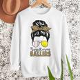 Busy Raising Ballers Tennis Baseball Mom Messy Bun Leopard Women Crewneck Sweatshirt Busy Raising Ballers Tennis Baseball Mom Messy Bun Leopard Women Crewneck Sweatshirt