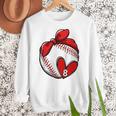 Custom Baseball Mom Number 8 Heart For Mom Mommy Raglan Baseball Tee Women Crewneck Sweatshirt