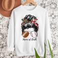 Football Mom Baseball Mom Of Both Messy Bun Mother's Day Women Crewneck Sweatshirt