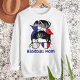 French Baseball Mom France Messy Bun Women Crewneck Sweatshirt