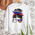 Haitian Baseball Mom Haiti Flag Baseball Girl Women Crewneck Sweatshirt Haitian Baseball Mom Haiti Flag Baseball Girl Women Crewneck Sweatshirt