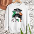 Ireland Baseball Mom Messy Bun Irish Baseball Girl Women Crewneck Sweatshirt