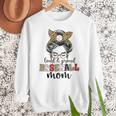 Loud And Proud Baseball Mom Messy Bun Leopard Baseball Mom Women Crewneck Sweatshirt