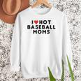 I Love Hot Baseball Moms Red Heart Women Crewneck Sweatshirt