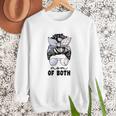 Mom Of Both Volleyball And Baseball Mom For Women Messy Bun Women Crewneck Sweatshirt Mom Of Both Volleyball And Baseball Mom For Women Messy Bun Women Crewneck Sweatshirt