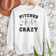 Pitches Be Crazy Baseball Moms Softball Players Hey Batter Women Crewneck Sweatshirt Pitches Be Crazy Baseball Moms Softball Players Hey Batter Women Crewneck Sweatshirt