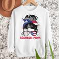 Puerto Rico Baseball Mom Messy Bun Boricua Women Crewneck Sweatshirt Puerto Rico Baseball Mom Messy Bun Boricua Women Crewneck Sweatshirt