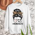 Soccer Baseball Mom Of Both Messy Bun Leopard Mother's Day Women Crewneck Sweatshirt Soccer Baseball Mom Of Both Messy Bun Leopard Mother's Day Women Crewneck Sweatshirt