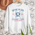 Spring 2024 Season Cute Baseball Mom Home Plate Social Club Women Crewneck Sweatshirt