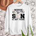 Warning Will Yell Loudly My Son Baseball Mom Women Crewneck Sweatshirt Warning Will Yell Loudly My Son Baseball Mom Women Crewneck Sweatshirt