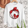Womens Custom Baseball Mom Number 11 Heart For Mom Mommy Premium Women Crewneck Sweatshirt