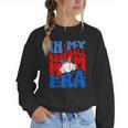 In My Baseball Mom Era Groovy Baseball Mother's Day US Flag Women Crewneck Sweatshirt In My Baseball Mom Era Groovy Baseball Mother's Day US Flag Women Crewneck Sweatshirt