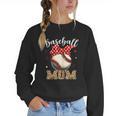 Baseball Mom Headband Leopard Baseball Ball Mother's Day Women Crewneck Sweatshirt Baseball Mom Headband Leopard Baseball Ball Mother's Day Women Crewneck Sweatshirt
