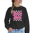 Baseball Mom And Pink Grid Sports Mother Mama Player Women Crewneck Sweatshirt Baseball Mom And Pink Grid Sports Mother Mama Player Women Crewneck Sweatshirt