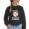 Baseball MomMom Baseball Player Leopard Mom Mom Women Crewneck Sweatshirt Baseball MomMom Baseball Player Leopard Mom Mom Women Crewneck Sweatshirt