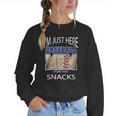 Baseball Sport I’m Just Here For The Snacks Baseball Mom Women Crewneck Sweatshirt Baseball Sport I’m Just Here For The Snacks Baseball Mom Women Crewneck Sweatshirt