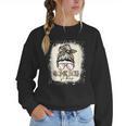 Bleached Messy Bun Game Day Vibes Baseball Mom Game Day Women Crewneck Sweatshirt Bleached Messy Bun Game Day Vibes Baseball Mom Game Day Women Crewneck Sweatshirt