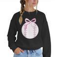Coquette Baseball Mom Pink Bow Baseball Mama Women Crewneck Sweatshirt Coquette Baseball Mom Pink Bow Baseball Mama Women Crewneck Sweatshirt